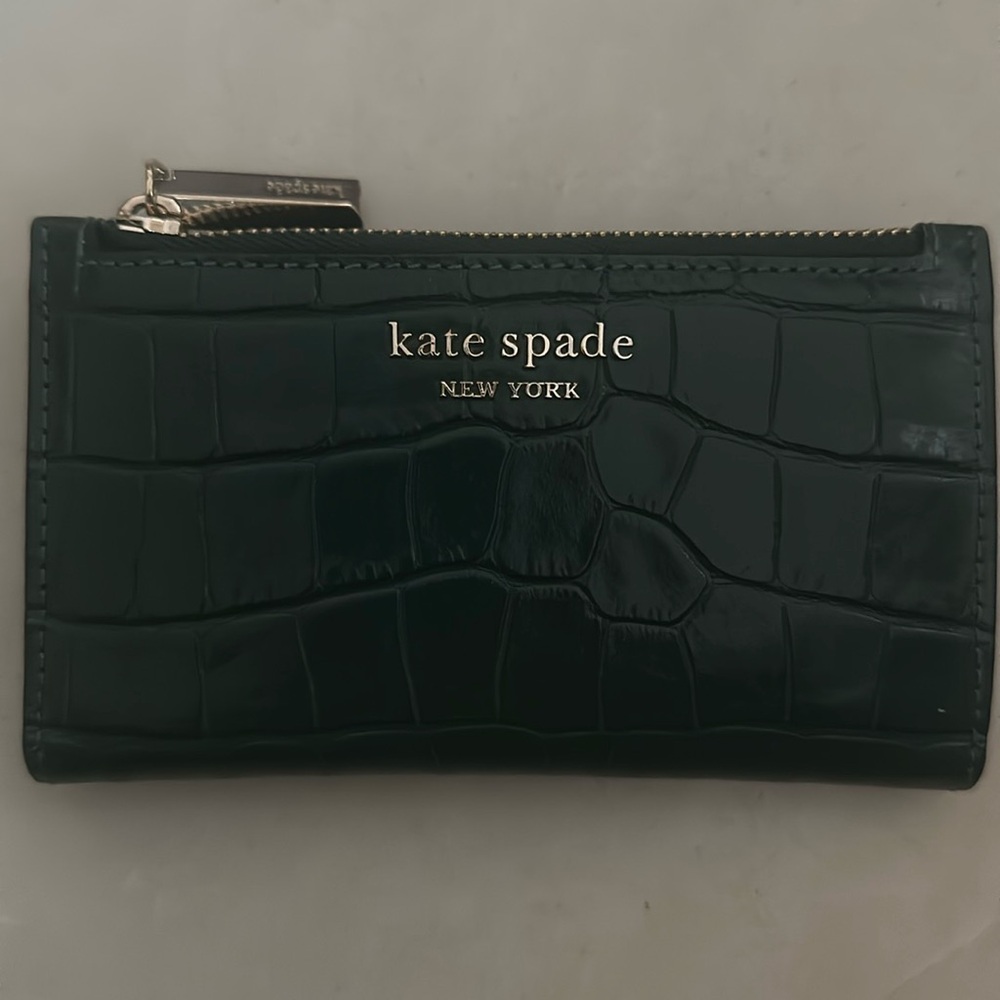 Kate Spade croc embossed bifold card case